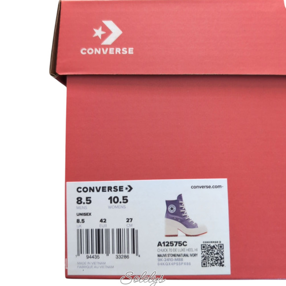 Converse Chuck 70 De Luxe Heel Mauve Stone Grey Purple Platform Sneaker 10.5 - Picture 6 of 9
